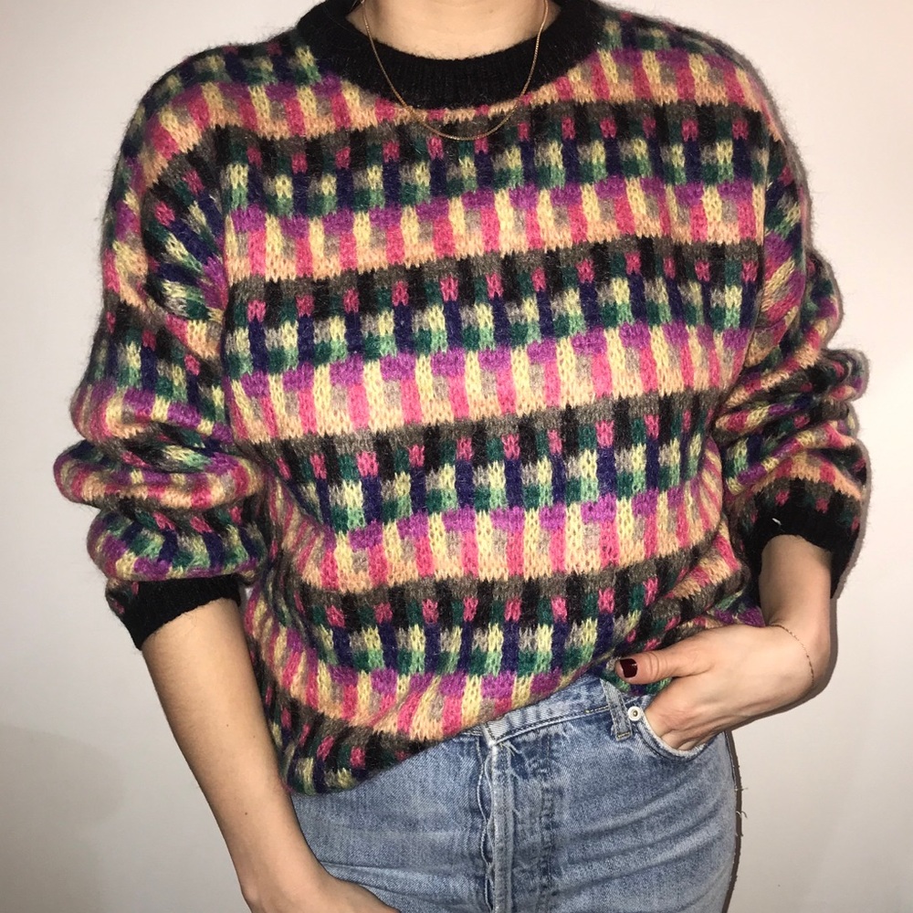 vintage 80s benetton multi-colored sweater